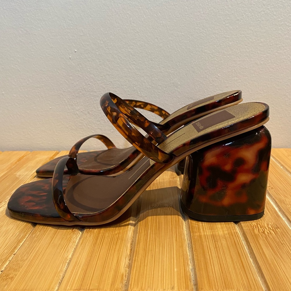 Dolce Vita Tortoiseshell Brown Strappy Block Heel Sandals